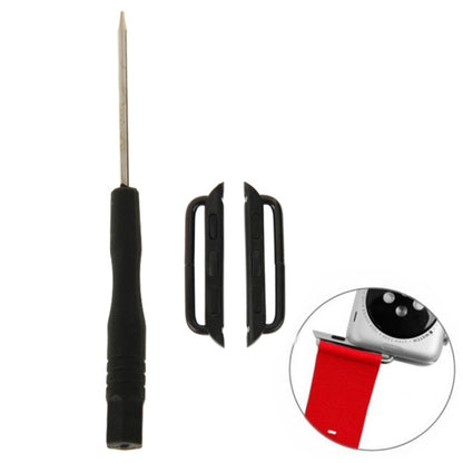 Black metal watch strap connectors with screwdriver and buckle pieces