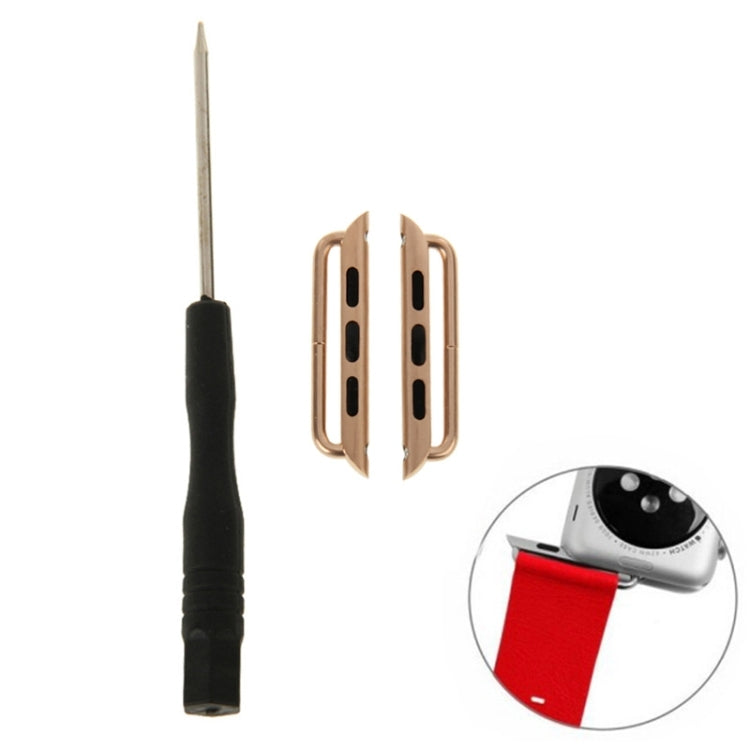 Gold metal watch strap connectors with screwdriver and buckle clips