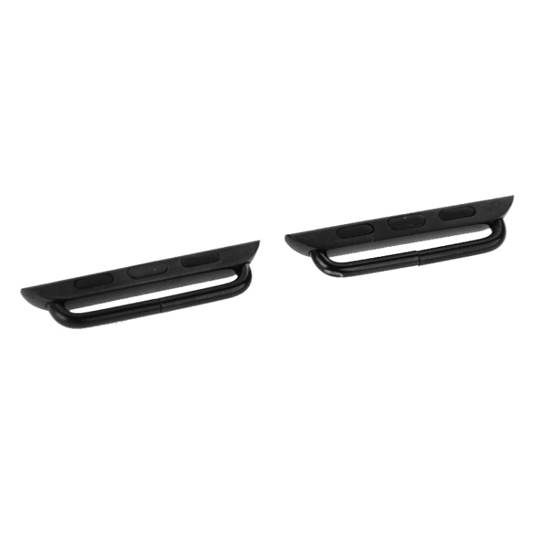 Black metal strap connector buckle pieces with oval cutouts