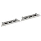 Silver metal watch strap connectors, side view with multiple adjustment slots