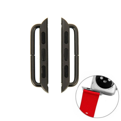 Metal watch strap connector pieces with cutouts, dark gray finish, for Apple Watch 42mm