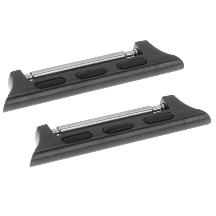 Black metal strap connector pair with long silver pins for Apple Watch