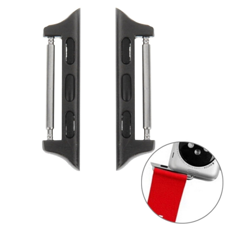 Black Apple Watch 42mm metal strap connectors with metal buckle, two-piece set