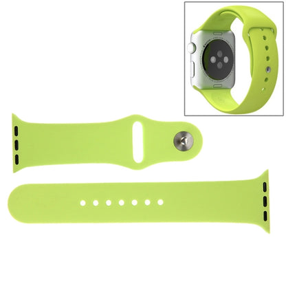 Green rubber Apple Watch band with pin-and-tuck closure, 42mm strap with holes