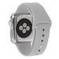 Gray rubber sport watch band with pin-and-tuck closure shown on Apple Watch