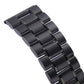 Black metal link watch band side view showing stacked bracelet segments