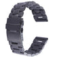 Black metal link watch band with clasp end and side adjustment holes