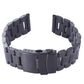 Black metal link watch band inner view with buckle clasp and perforated strap