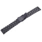 Black metal link watch band with matte black connector buckle