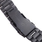 Black metal connector buckle with link strap and pin adjustment holes