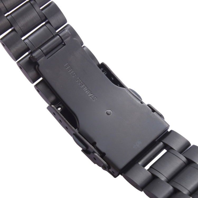 Black metal connector buckle with link strap and pin adjustment holes