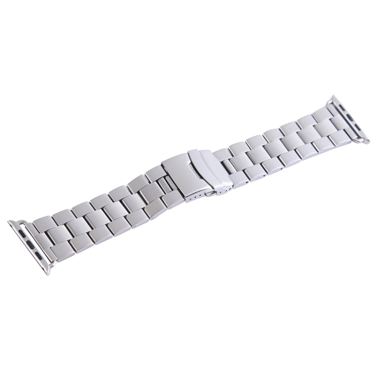 Stainless steel watch band links with pin holes on end pieces, silver