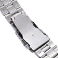 Close-up of stainless steel clasp back with engraving and link connectors