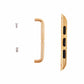 Gold metal strap connector pair with black slot cutouts, side frames only