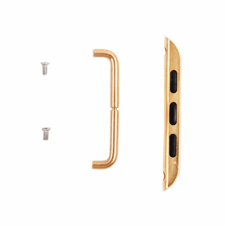 Gold metal strap connector pair with black slot cutouts, side frames only