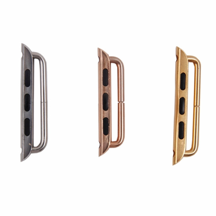 Metal strap connector pair set with silver, rose gold, and gold finishes with black cutouts