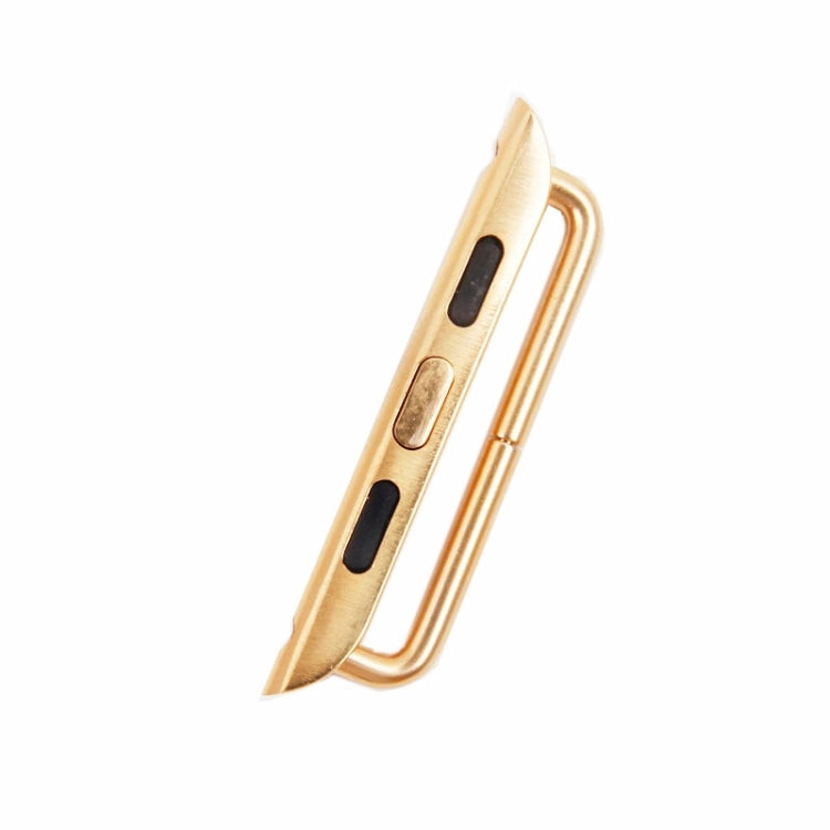 Gold metal strap connector buckle pair, angled view