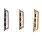 Metal strap connector buckle pair in silver, rose gold, and gold colors