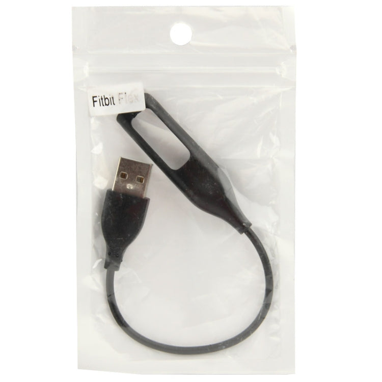 Black USB charging cable packaged in clear poly bag