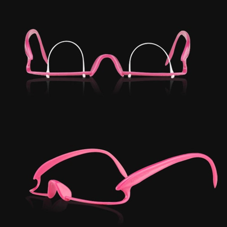 Double eyelid trainer glasses with pink frame, shown with different curves