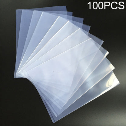 Set of transparent plastic sealing bags, layered for food storage and sealing.