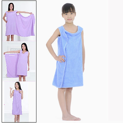 Children blue towel dress, sleeveless with towel-like draped front