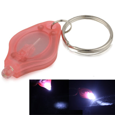 Mini LED flashlight with keychain, pink translucent body, white light
