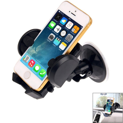 Universal desktop phone stand with suction-cup base holding a smartphone