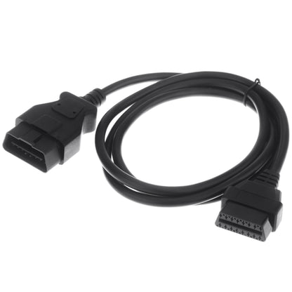 OBDII 16-pin to 16-pin diagnostic cable with two black connector ends