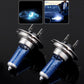 Pair of halogen headlight bulbs with blue glass tubes and metal mounting pins