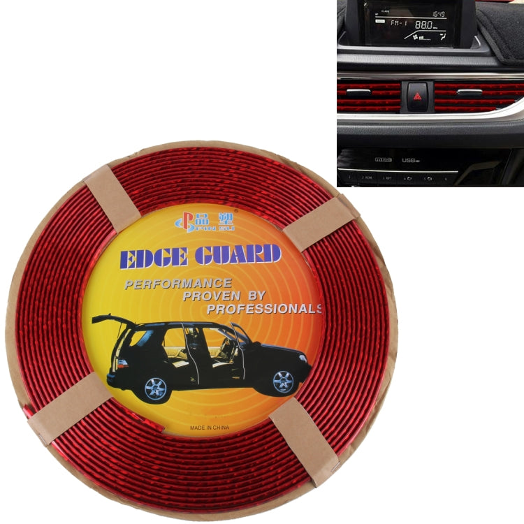 Red car door edge guard trim strip coil in packaged bundle with label