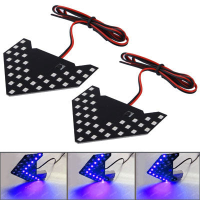 Car side mirror LED arrow turn signal lights, blue LED matrix panels with red wires