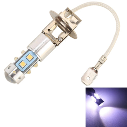 H3 LED fog light bulb with two SMD chip LEDs and wire harness, metal housing