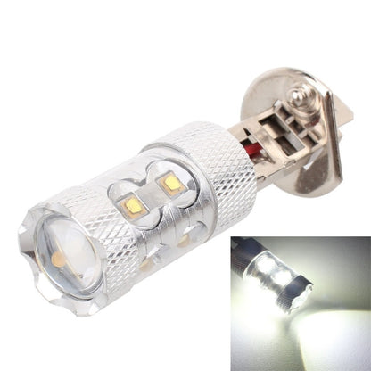 H1 LED fog light bulb with silver housing and two bright LED chips