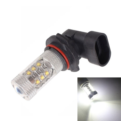 9006 LED fog light bulb with black base and compact LED array, white glow beam