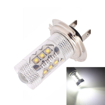 H7 LED fog light bulb with silver housing and four visible LED chips