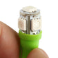 Green T10 LED signal bulb detail, SMD LED chips inside wedge-style base