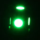 Green T10 LED signal bulbs lit, showing bright green light output