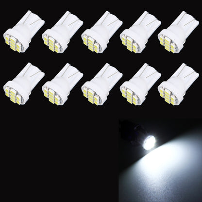 10-pack T10 8-LED car signal light bulbs, white plastic base, LED module tip