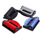 Seat belt adjuster clips in multiple colors: black, red, blue, and silver