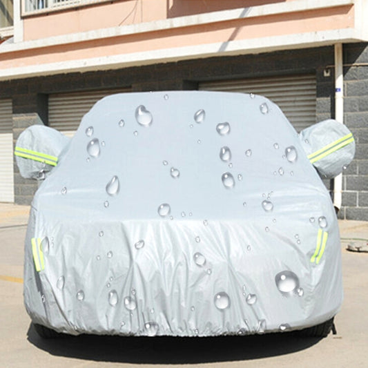 PEVA Anti-Dust Waterproof Sunproof Sedan Car Cover with Warning Strips, 211inch (XXXL)