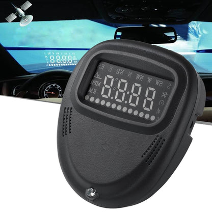 Black car GPS head up display with bright LED speed readout and vented housing