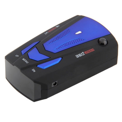 Dark blue V7 car radar detector with speaker grille and control buttons