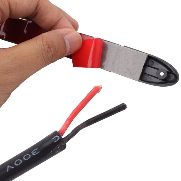 LED snake light end with red and black wire leads and black connector cap