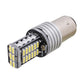 Single 1157 LED bulb angled view, silver ribbed housing with white LED chips