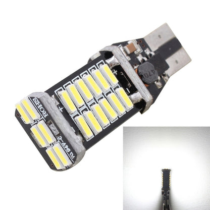 Black T15 LED backup bulb with multiple white LED chips and silver base pins.