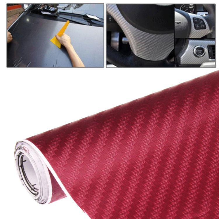 Red carbon fiber style PVC sticker roll with 3D woven pattern