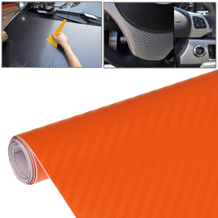 3D carbon fiber PVC car sticker roll, orange textured finish, 127cm x 50cm
