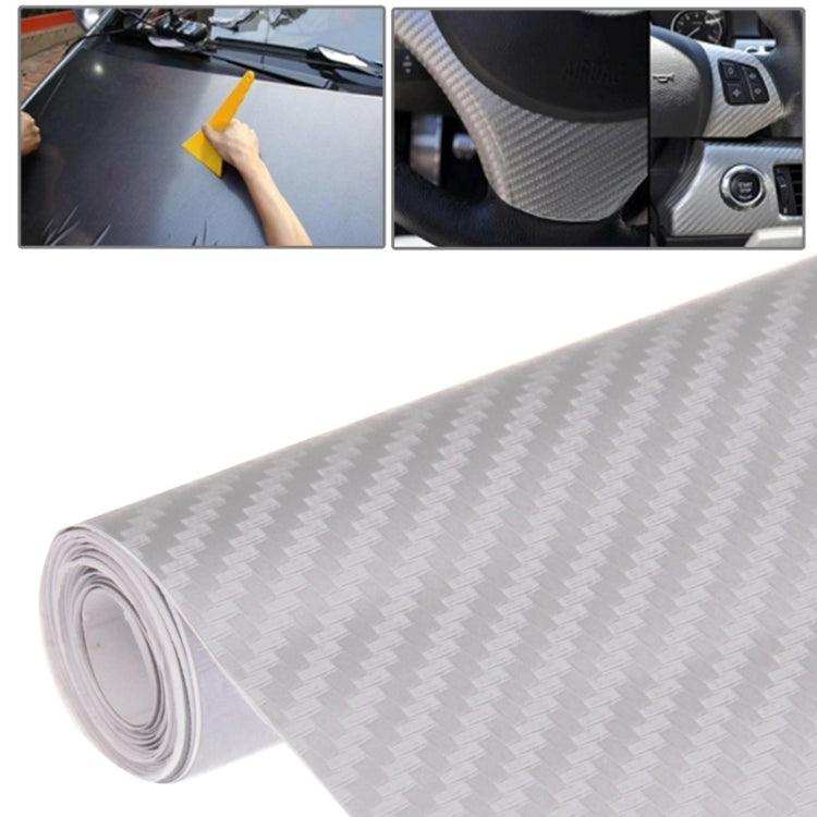 3D carbon fiber PVC car sticker roll, light gray textured finish, 127cm x 50cm