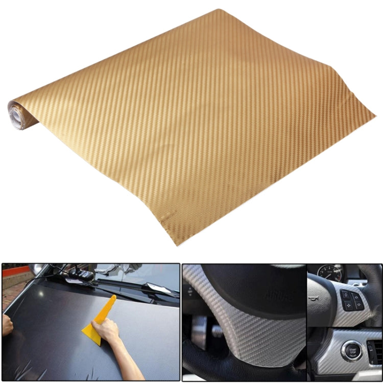 3D carbon fiber PVC car sticker sheet roll, gold textured finish, 127cm x 50cm